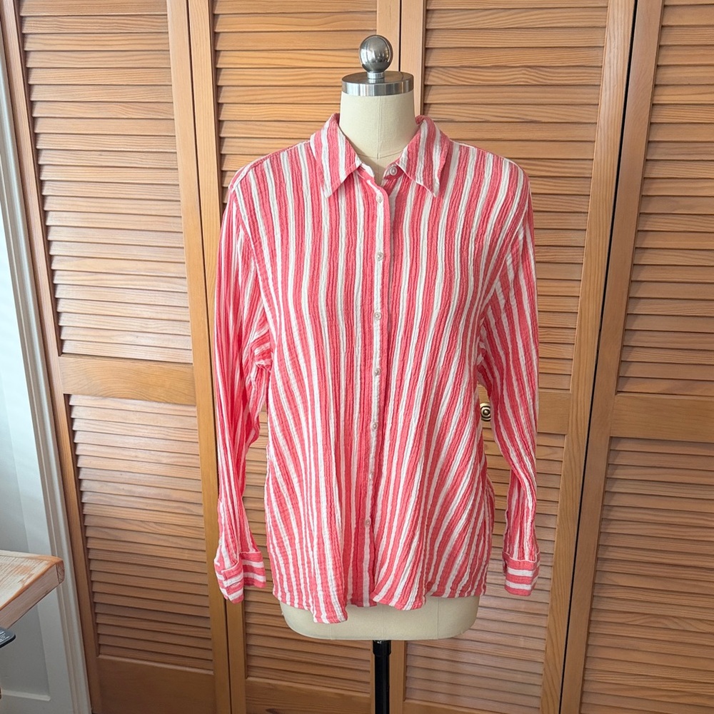 Universal Thread Pink and White Striped Blouse